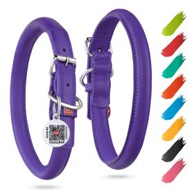 Purple Ultra Soft Rolled Leather Collar for Small Dogs