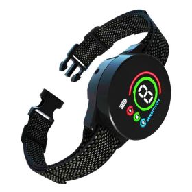 Rechargeable Color Screen Dog Training Device Bark Collar for Dogs (Color: black)